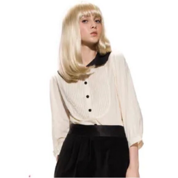 Erin Fetherston x Target Cream Cotton Blouse Peter Pan Collar Twee Y2K - Picture 3 of 14